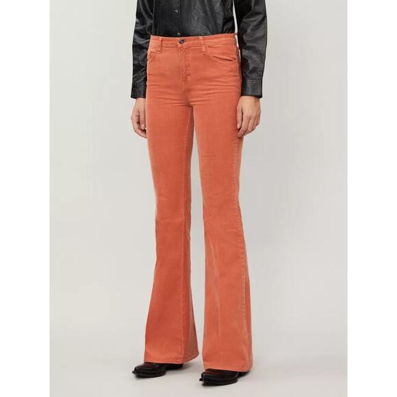 J BRAND Valentina High-rise Corduroy Trousers Orange EUC Size 27 $350 MSRP - Picture 6 of 8